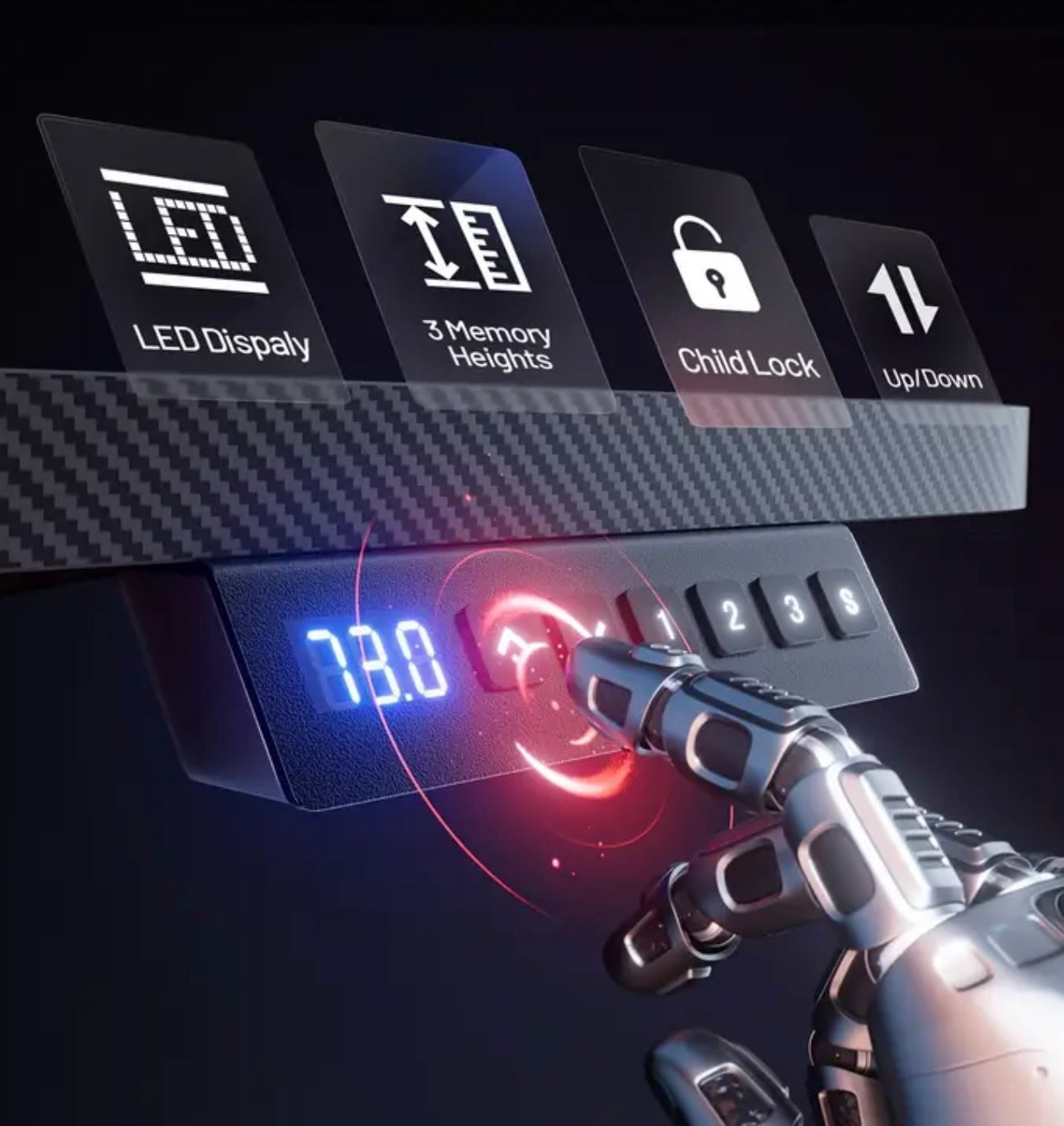 Bureau de Jeu réglable en Hauteur Intelligent avec Prise Électrique Incorporée