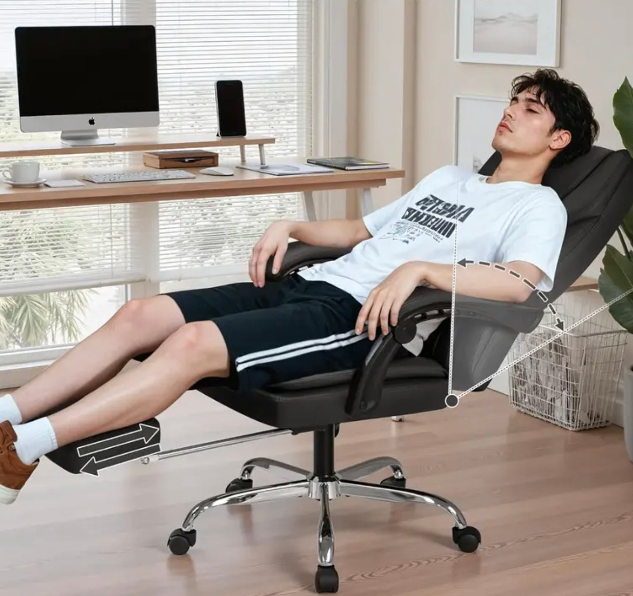 Chaise de Bureau Ergonomique avec Repose-Pieds
