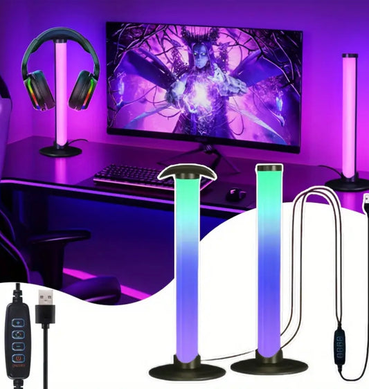 1 paire de lampe de bureau USB RGB avec support pour casque