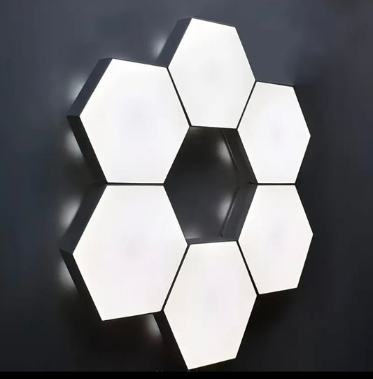 Ensemble de 6 veilleuses LED hexagonales à contrôle tactile, éclairage décoratif blanc innovant pour une utilisation intérieure et extérieure