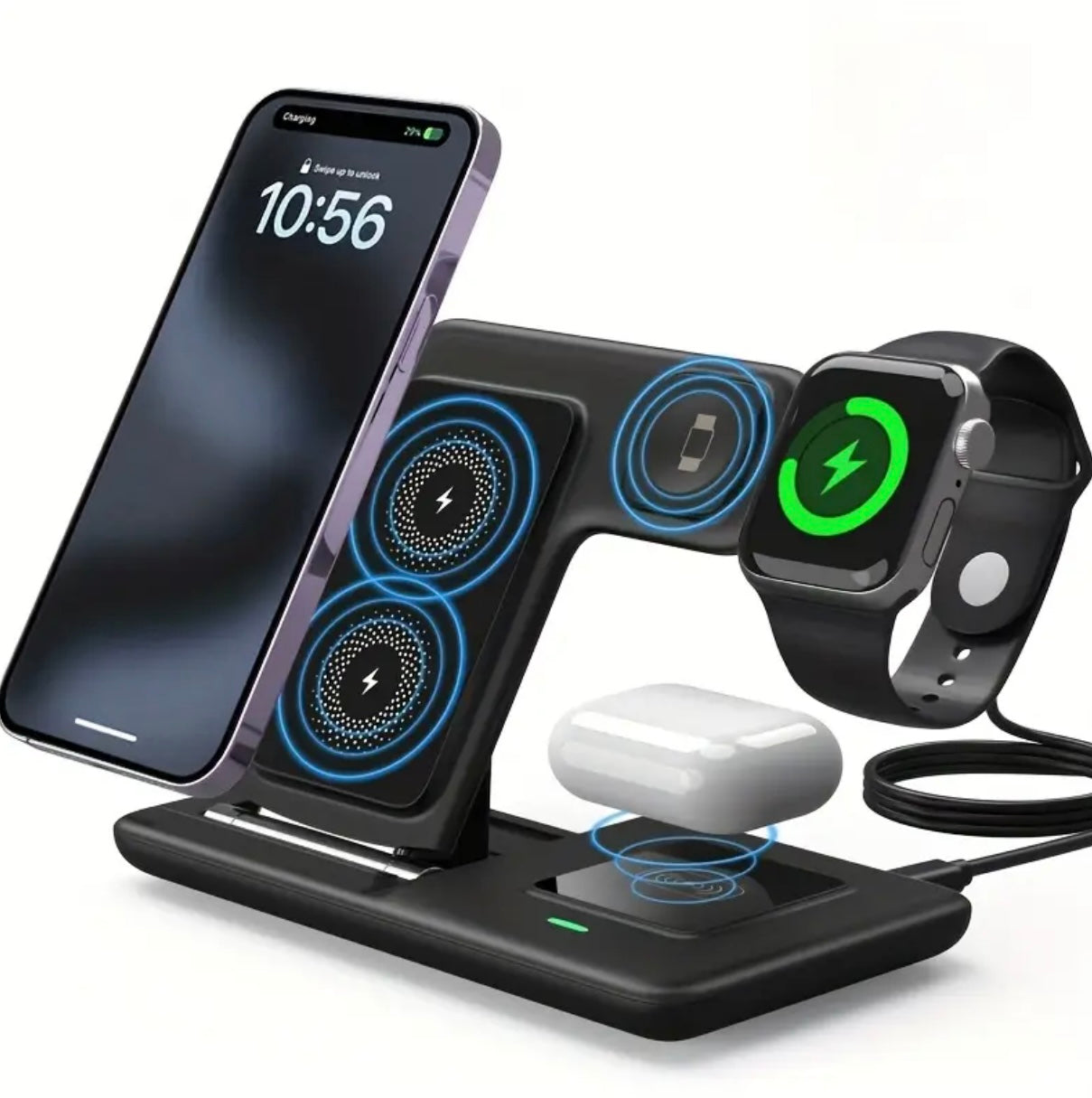 Station de charge sans fil pliable 3 en 1